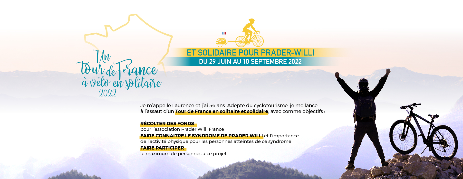 Tour de France à Vélo en solitaire et solidaire pour Prader-Willi